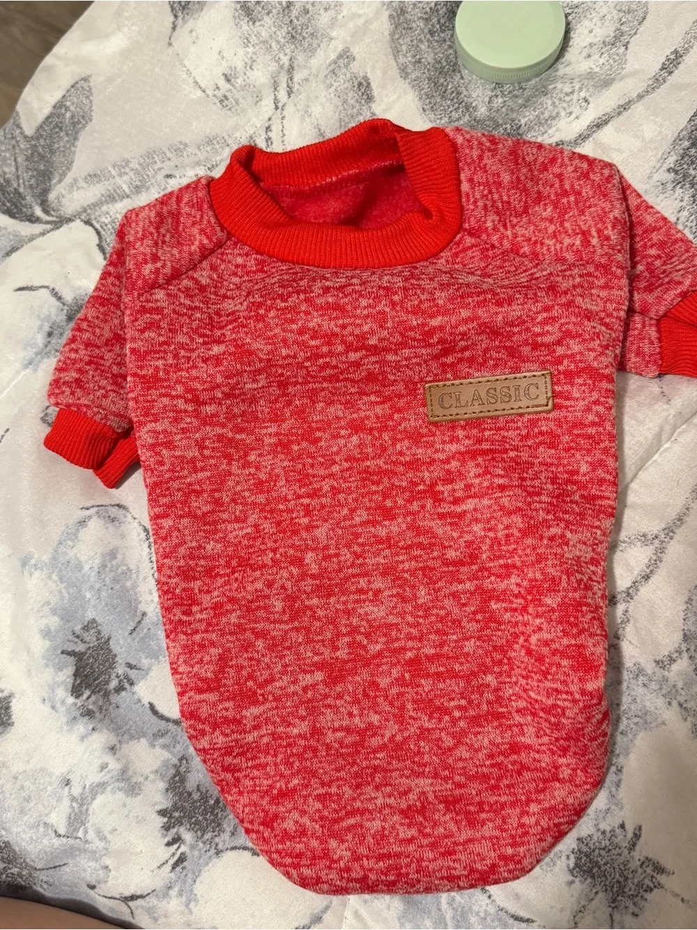 Classic Red Marled Dog Jumper with Rib Trim